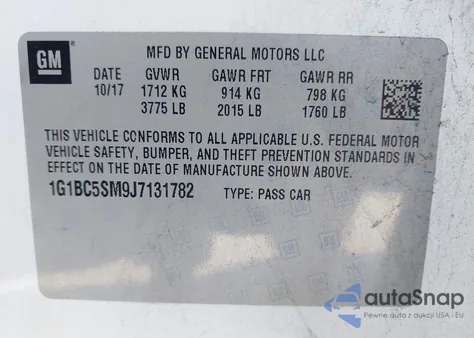 2018 Chevrolet Cruze Ls Auto from USA, damaged, VIN 1G1BC5SM9J7131782
